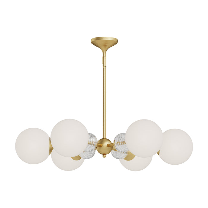 Celia Six Light Chandelier Brushed Gold/Opal Glass-Mid. Chandeliers-Alora-Lighting Design Store