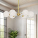 Celia Six Light Chandelier Brushed Gold/Opal Glass-Mid. Chandeliers-Alora-Lighting Design Store