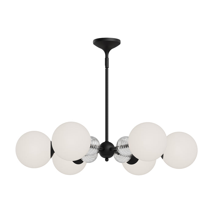 Celia Six Light Chandelier Matte Black/Opal Glass-Mid. Chandeliers-Alora-Lighting Design Store