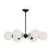 Celia Six Light Chandelier Matte Black/Opal Glass-Mid. Chandeliers-Alora-Lighting Design Store
