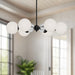 Celia Six Light Chandelier Matte Black/Opal Glass-Mid. Chandeliers-Alora-Lighting Design Store