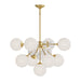 Celia Nine Light Chandelier Brushed Gold/Opal Glass-Mid. Chandeliers-Alora-Lighting Design Store