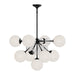 Celia Nine Light Chandelier Matte Black/Opal Glass-Mid. Chandeliers-Alora-Lighting Design Store