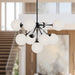 Celia Nine Light Chandelier Matte Black/Opal Glass-Mid. Chandeliers-Alora-Lighting Design Store