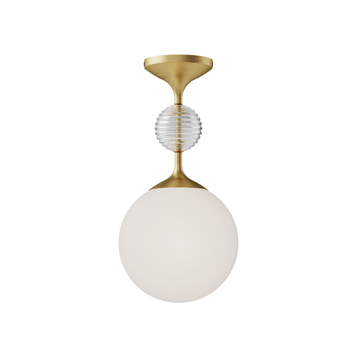 Celia One Light Semi-Flush Mount Brushed Gold/Opal Glass-Semi-Flush Mts.-Alora-Lighting Design Store