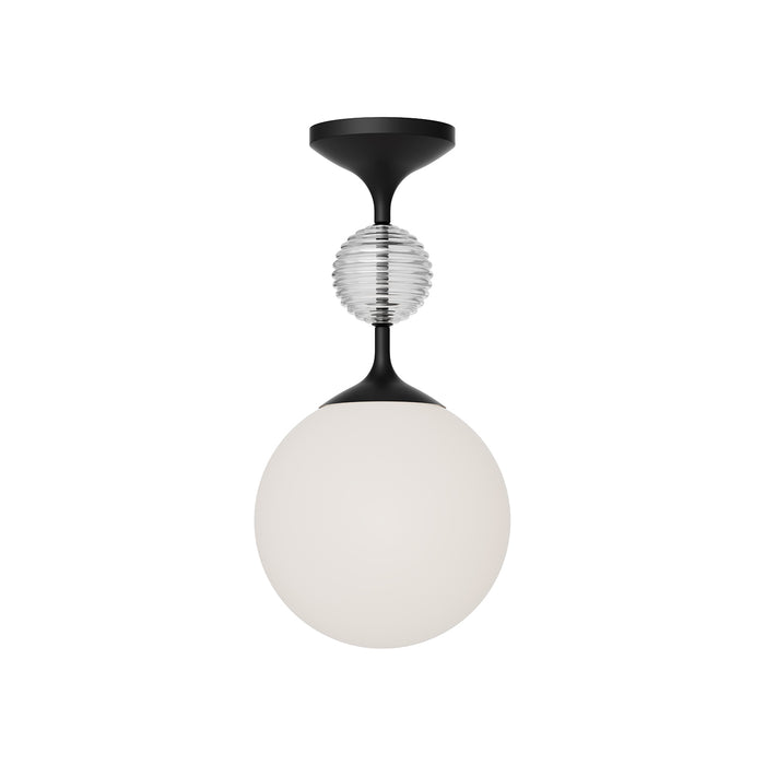 Celia One Light Semi-Flush Mount Matte Black/Opal Glass-Semi-Flush Mts.-Alora-Lighting Design Store