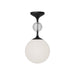 Celia One Light Semi-Flush Mount Matte Black/Opal Glass-Semi-Flush Mts.-Alora-Lighting Design Store