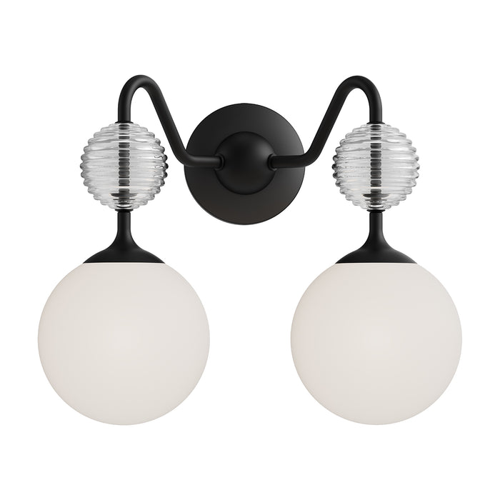 Celia Two Light Vanity Matte Black/Opal Glass-Bathroom Fixtures-Alora-Lighting Design Store