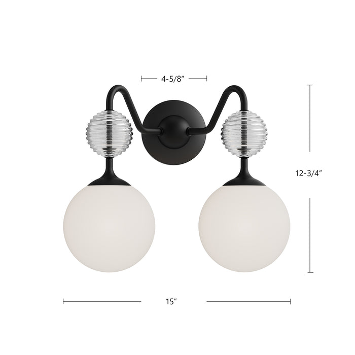 Celia Two Light Vanity Matte Black/Opal Glass-Bathroom Fixtures-Alora-Lighting Design Store