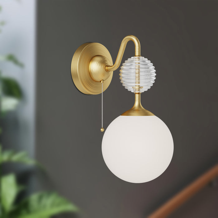 Celia One Light Wall Sconce Brushed Gold/Opal Glass-Sconces-Alora-Lighting Design Store