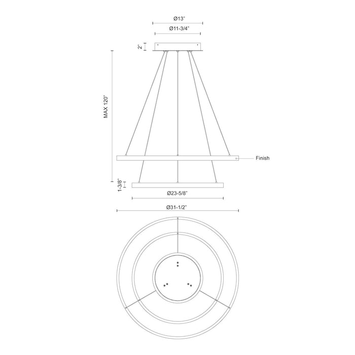 Cerchio LED Chandelier Black-Mid. Chandeliers-Kuzco Lighting-Lighting Design Store