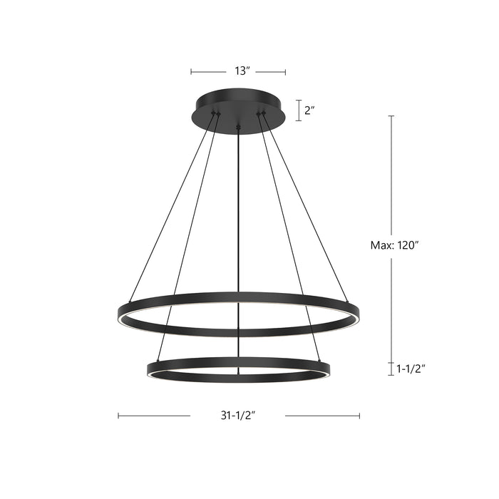 Cerchio LED Chandelier Black-Mid. Chandeliers-Kuzco Lighting-Lighting Design Store