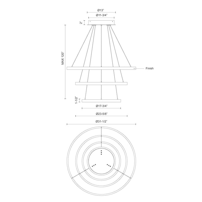 Cerchio LED Chandelier Black-Mid. Chandeliers-Kuzco Lighting-Lighting Design Store