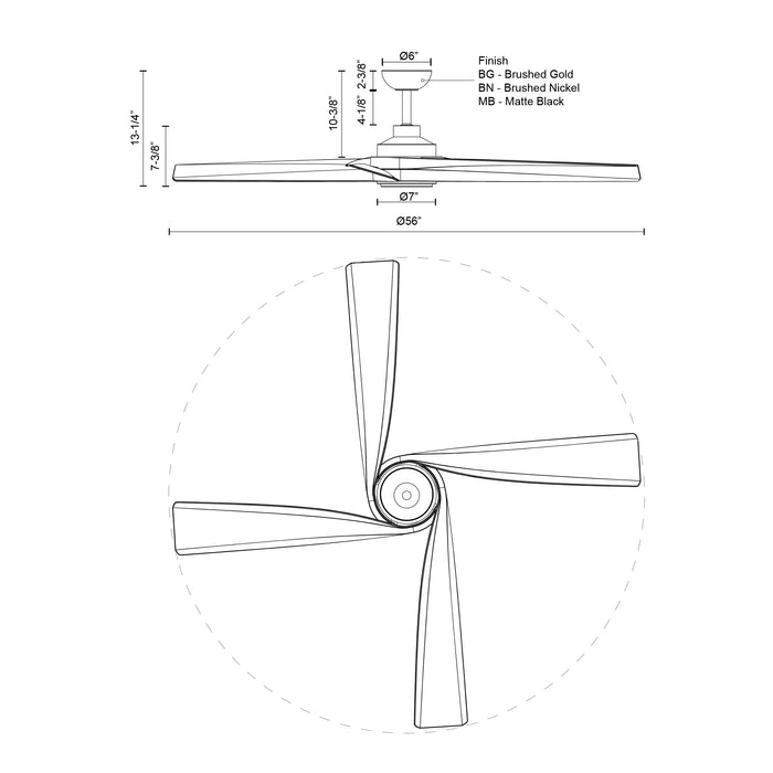 Horizon 56" Ceiling Fan Matte Black-Fans-Kuzco Lighting-Lighting Design Store