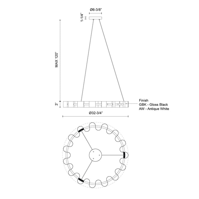 Nami LED Chandelier Antique White-Pendants-Kuzco Lighting-Lighting Design Store