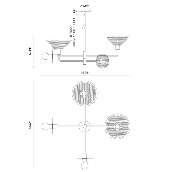 Piper Four Light Chandelier Matte Black-Mid. Chandeliers-Alora-Lighting Design Store