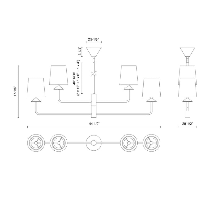Bridgette Four Light Chandelier Brushed Gold/White Linen-Large Chandeliers-Alora-Lighting Design Store
