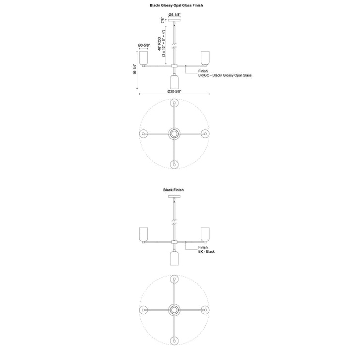 Nola Five Light Chandelier Black-Mid. Chandeliers-Kuzco Lighting-Lighting Design Store