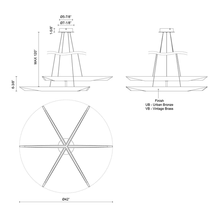 Tachi LED Chandelier Vintage Brass-Mid. Chandeliers-Kuzco Lighting-Lighting Design Store