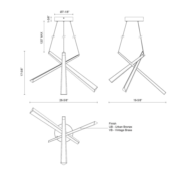 Lex LED Chandelier Urban Bronze-Pendants-Kuzco Lighting-Lighting Design Store