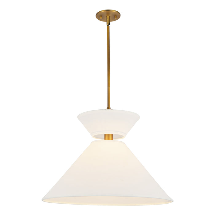 Chapelle One Light Pendant Aged Gold/White Linen-Pendants-Alora-Lighting Design Store