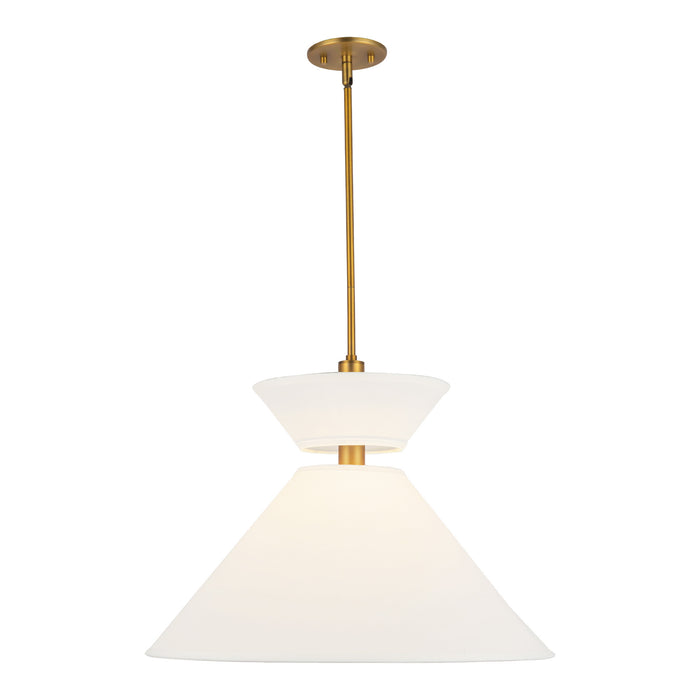 Chapelle One Light Pendant Aged Gold/White Linen-Pendants-Alora-Lighting Design Store