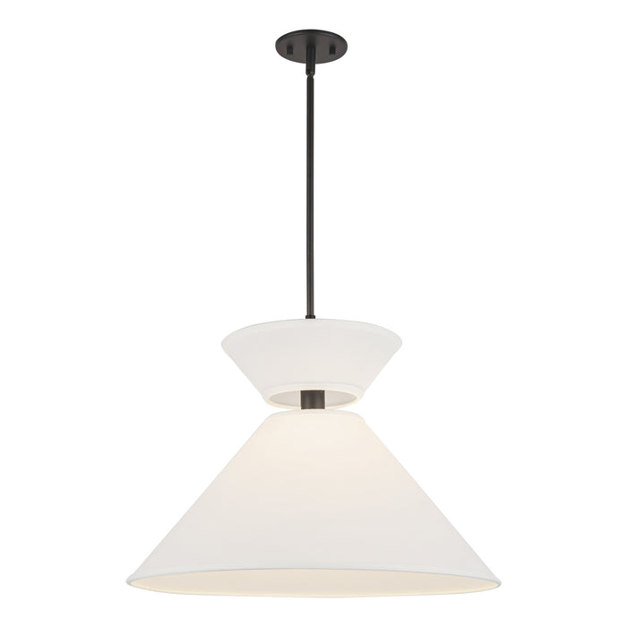 Chapelle One Light Pendant Matte Black/White Linen-Pendants-Alora-Lighting Design Store