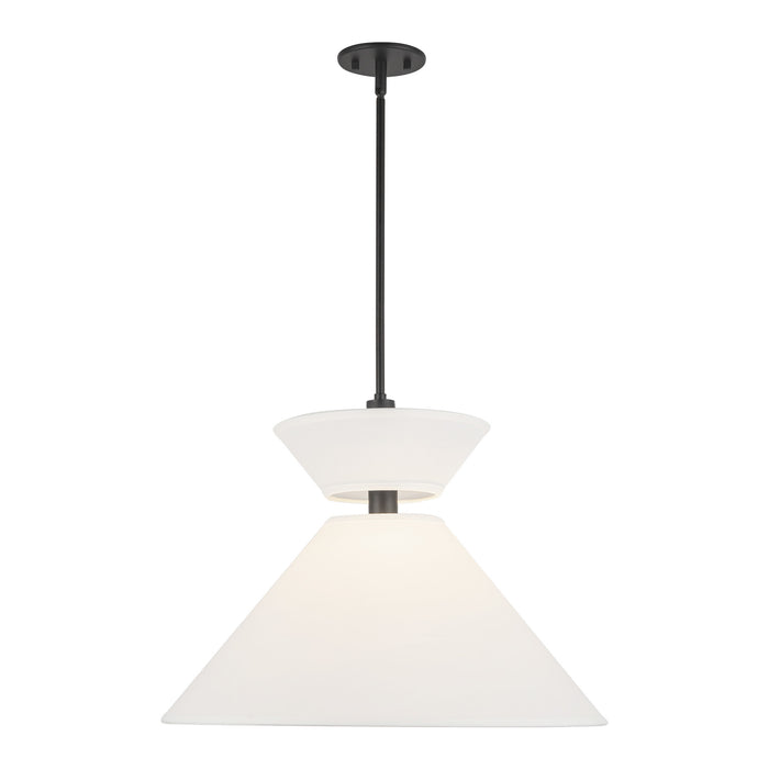 Chapelle One Light Pendant Matte Black/White Linen-Pendants-Alora-Lighting Design Store