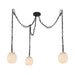 Cherise Three Light Pendant Matte Black/Glossy Ribbed Opal Glass-Pendants-Alora-Lighting Design Store