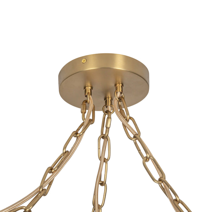 Cherise Three Light Pendant Brushed Gold/Glossy Ribbed Opal Glass-Pendants-Alora-Lighting Design Store