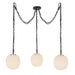 Cherise Three Light Pendant Matte Black/Glossy Ribbed Opal Glass-Pendants-Alora-Lighting Design Store