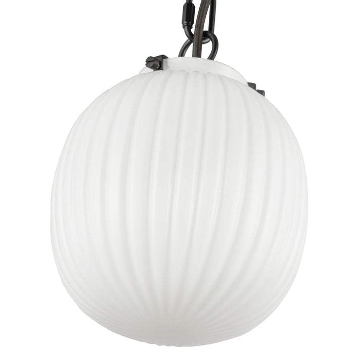 Cherise One Light Pendant Matte Black/Glossy Ribbed Opal Glass-Mini Pendants-Alora-Lighting Design Store
