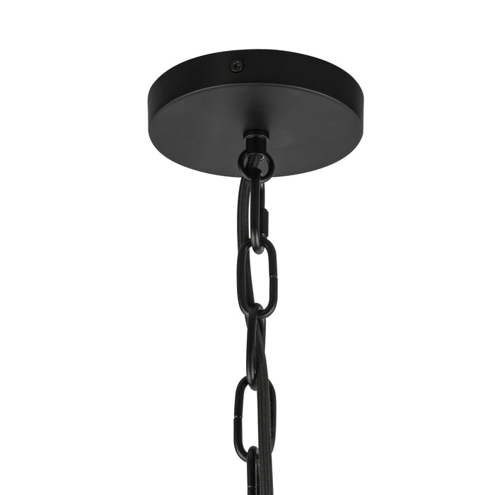 Cherise One Light Pendant Matte Black/Glossy Ribbed Opal Glass-Mini Pendants-Alora-Lighting Design Store