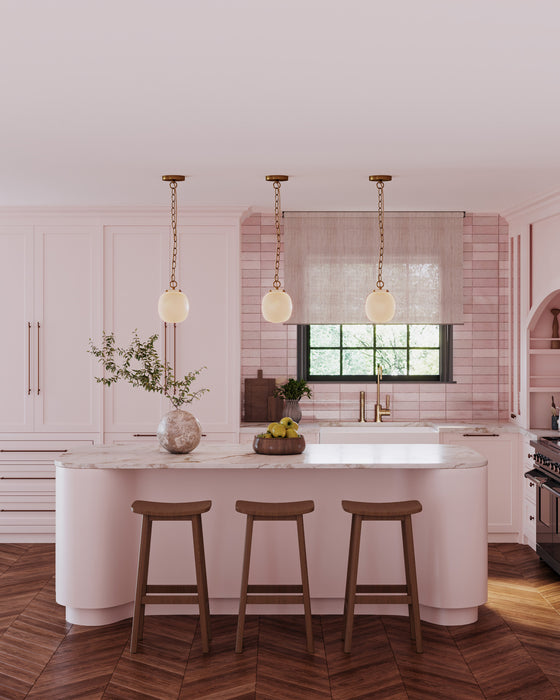 Cherise One Light Pendant Brushed Gold/Glossy Ribbed Opal Glass-Pendants-Alora-Lighting Design Store