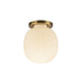Cherise One Light Semi-Flush Mount Brushed Gold/Glossy Ribbed Opal Glass-Flush Mounts-Alora-Lighting Design Store