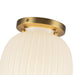 Cherise One Light Semi-Flush Mount Brushed Gold/Glossy Ribbed Opal Glass-Flush Mounts-Alora-Lighting Design Store