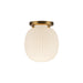 Cherise One Light Semi-Flush Mount Brushed Gold/Glossy Ribbed Opal Glass-Flush Mounts-Alora-Lighting Design Store