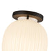 Cherise One Light Semi-Flush Mount Matte Black/Glossy Ribbed Opal Glass-Flush Mounts-Alora-Lighting Design Store