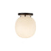 Cherise One Light Semi-Flush Mount Matte Black/Glossy Ribbed Opal Glass-Flush Mounts-Alora-Lighting Design Store