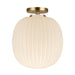 Cherise One Light Semi-Flush Mount Brushed Gold/Glossy Ribbed Opal Glass-Flush Mounts-Alora-Lighting Design Store