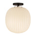 Cherise One Light Semi-Flush Mount Matte Black/Glossy Ribbed Opal Glass-Flush Mounts-Alora-Lighting Design Store