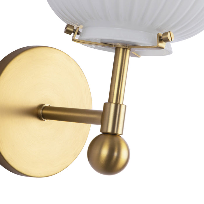Cherise One Light Vanity Brushed Gold/Glossy Ribbed Opal Glass-Sconces-Alora-Lighting Design Store