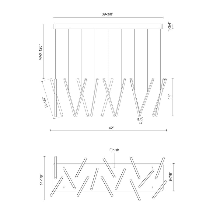 Chute LED Linear Pendant Black-Linear/Island-Kuzco Lighting-Lighting Design Store