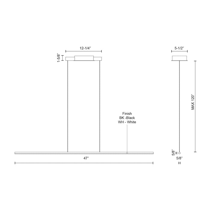 Chute LED Linear Pendant Black-Linear/Island-Kuzco Lighting-Lighting Design Store