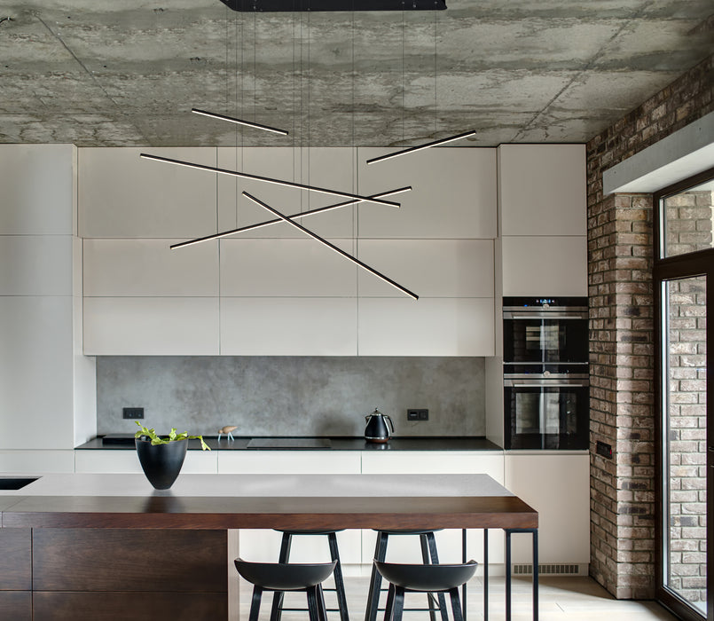 Chute Motion LED Pendant Black-Linear/Island-Kuzco Lighting-Lighting Design Store