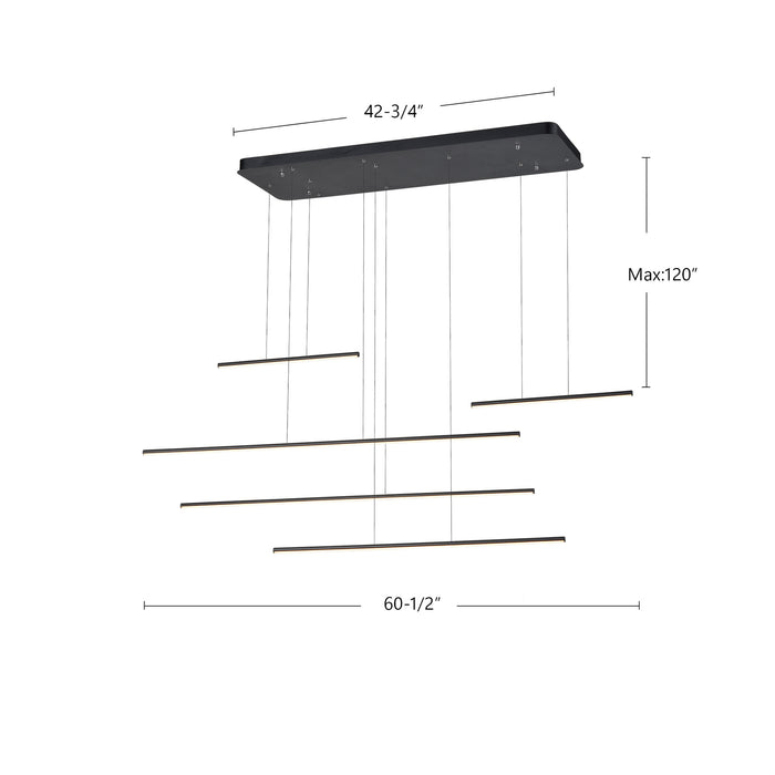 Chute Motion LED Pendant Black-Linear/Island-Kuzco Lighting-Lighting Design Store