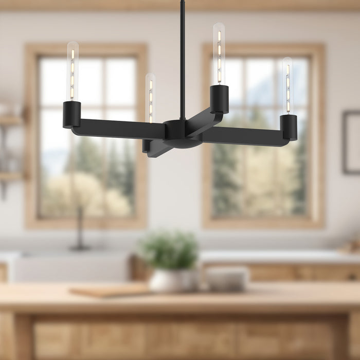 Claire Four Light Chandelier Matte Black-Semi-Flush Mts.-Alora-Lighting Design Store