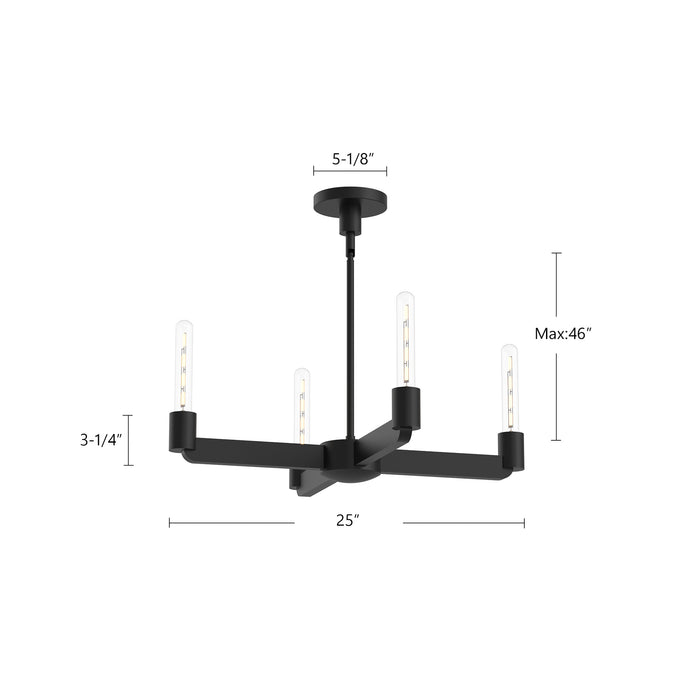 Claire Four Light Chandelier Matte Black-Semi-Flush Mts.-Alora-Lighting Design Store