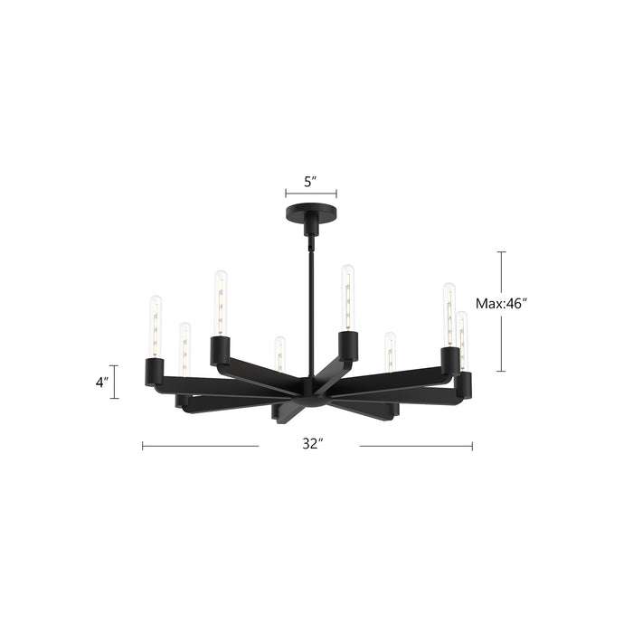 Claire Eight Light Chandelier Matte Black-Semi-Flush Mts.-Alora-Lighting Design Store