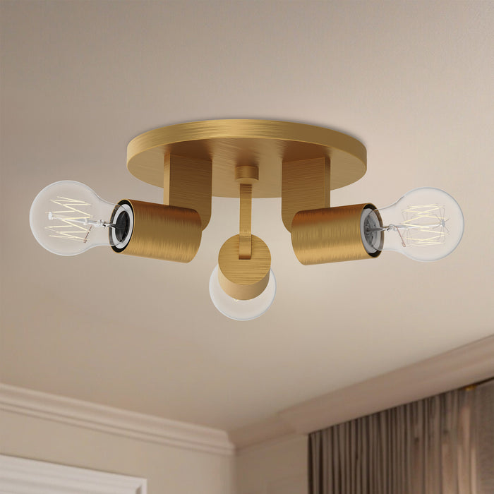 Claire Three Light Semi-Flush Mount Aged Gold-Flush Mounts-Alora-Lighting Design Store